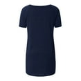 thumbnail image 5 of 2024 Clearance! JINMGG Womens Plus Size Clearance $5 Women's Long Shirt Short Sleeve T-Shirt Oversize Tops Large Sizes Summer O-Neck Casual Loose Blouse Casual Basic Tee Tunic Tops Navy XL, 5 of 6