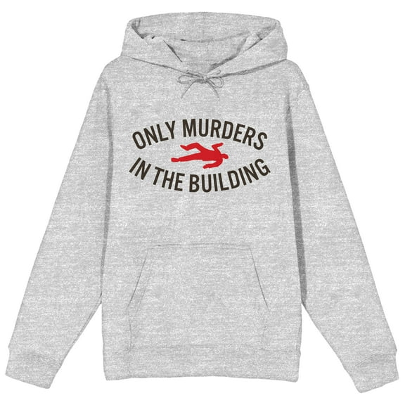 Only Murders In The Building Word Logo Long Sleeve Athletic Heather Hooded Sweatshirt-3XL