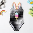 thumbnail image 4 of Otqutp Toddler Girls Striped Swimming One Piece Rash Guard Kids Cute Sweet Print Swimsuit Spaghetti Straps Modest Bathing Suit Beach Swimwear, 4 of 4