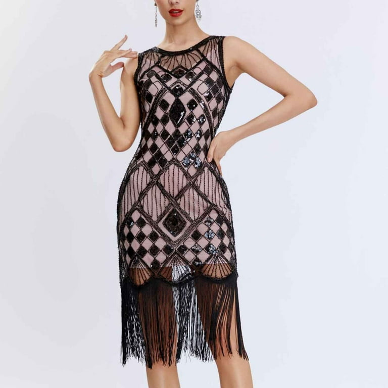 XFLWAM 1920s Flapper Dress for Women Sleeveless Slip Beaded Dress Roaring 20s Great Gatsby Custome Dress for Cocktail Party Prom Dress - Walmart.com XFLWAM 1920s Flapper Dress for Women Sleeveless Slip Beaded Dress Roaring 20s Great Gatsby Custome Dress for Cocktail Party Prom Dress - Walmart.com