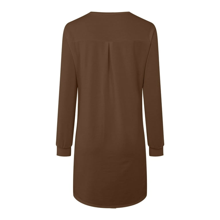 yocbz Birthday Dresses for Women Long Sleeve Dresses for Women 2025 Fall  Winter Casual Flowy A-Line Party Long Dress with Pockets Coffee,Size for XL  - Walmart.com
