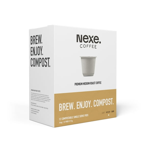 Nexe Coffee Premium Medium Roast Coffee in Keurig® Compatible Fully Compostable Pods, 12 Count