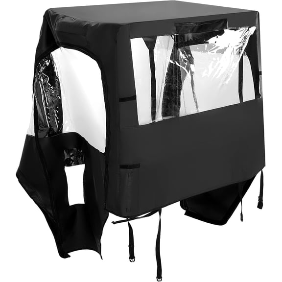 Kojem UTV Cab Enclosure for Kawasaki KAF400 Mule 600, 610 4x4, 610 4x4 XC (2005-2016) UTV Full Cab Cover with Soft Doors & Zippered Clear Windows All Weather Protection Black Plastic