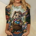 thumbnail image 2 of lcziwo 3/4 Length Sleeve Womens Tops Fashion 3D Print Pullover Casual Loose Crewneck Tshirt Easter Day Cute Graphic Tees Shirts Multicolor M, 2 of 6