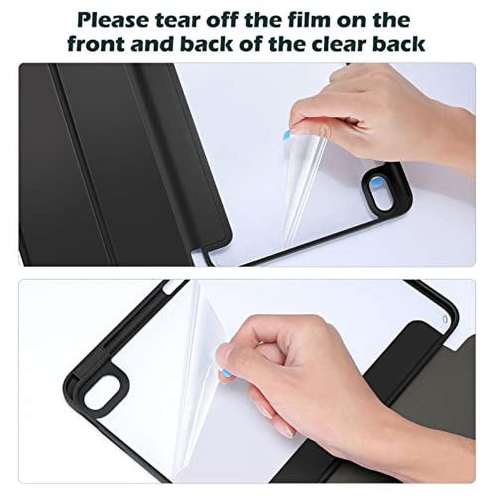 ProCase for iPad 10th Generation Case with Pencil Holder 2022 iPad 10.9 inch Case, Clear Transparent Back Shell Trifold Protective Cases Smart Cover