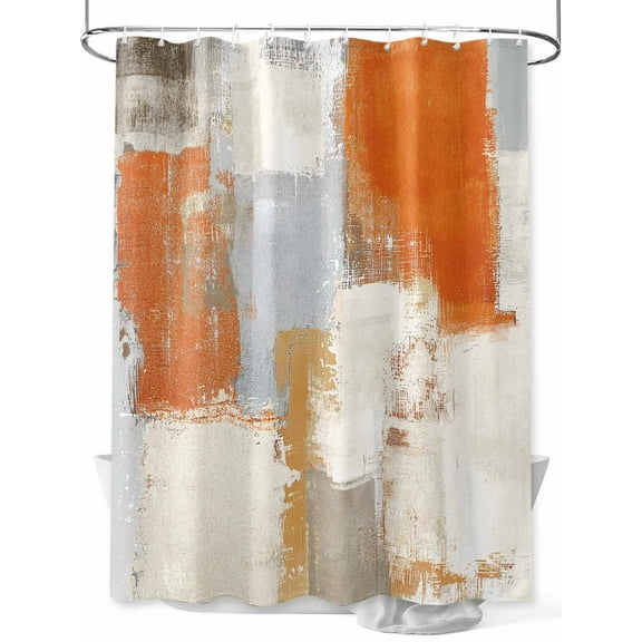 Shower Curtain Orange Gray Beige Block Shower Curtains for Bathroom, Waterproof Polyester Shower Curtain Set with Hooks, Extra Long 72" x 84" Abstract Art