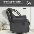 thumbnail image 4 of Farini Small Swivel Rocker Recliner Chair for Adult, Velvet Recline Sofa Chair with Footrest for Bedrooms, Living Rooms & Small Spaces, Dark Gray, 4 of 9