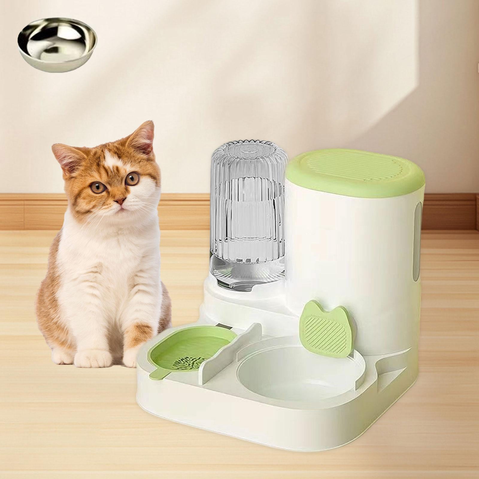 Serenable Automatic Cat Feeder and Water Dispenser Automatic Pet Feeder Compact Pet Supplies Travel Supply Food feed Dog Bowl for Puppy green