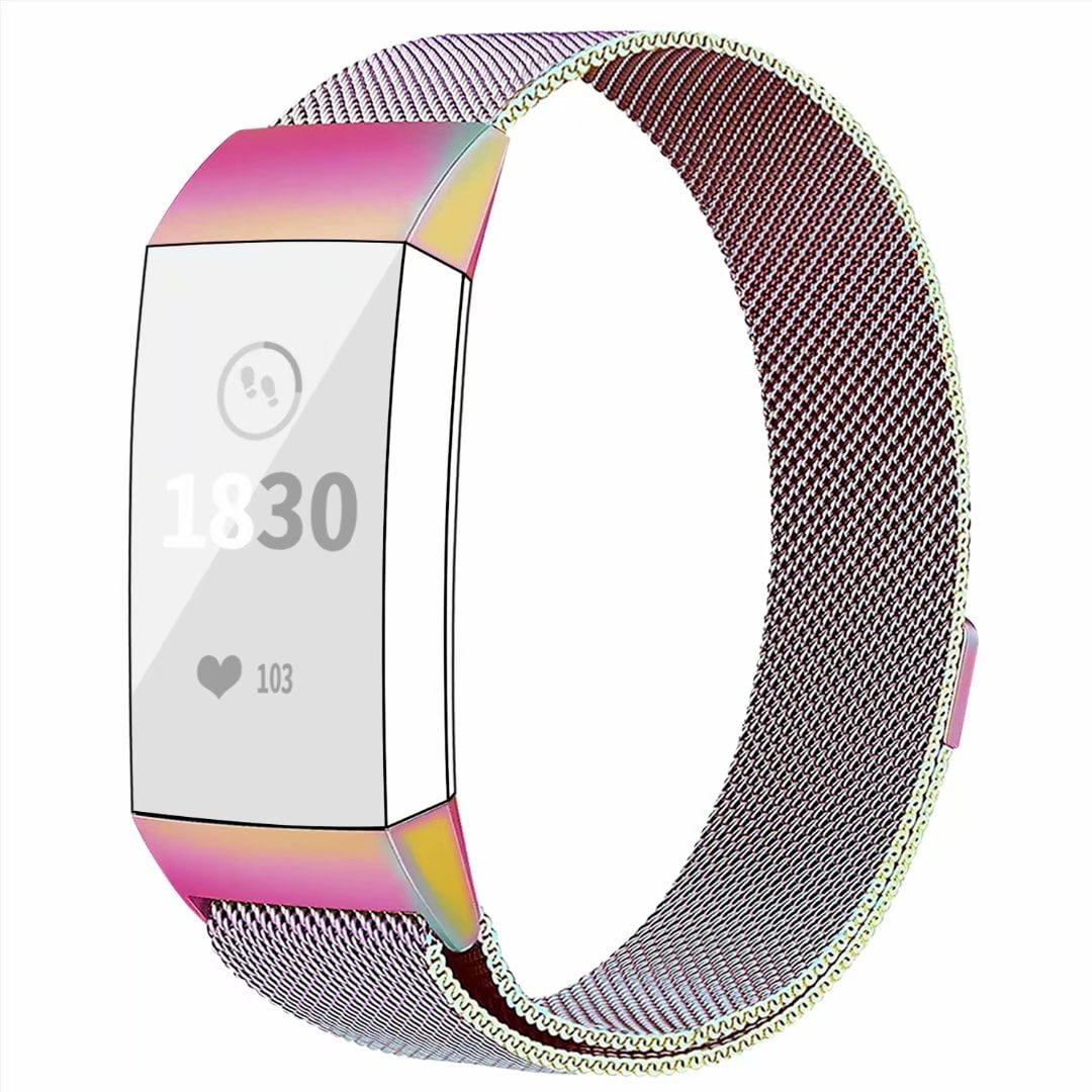 Stainless Steel Mesh Magnetic Band Replacement Accessories Bracelet Strap with Unique Magnet Lock for Women Men Maledan Metal Bands Compatible with Fitbit Charge 3 & Charge 3 SE 