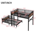 thumbnail image 2 of Harper & Bright Designs Metal Bunk Bed Full XL over Full XL with Stairs for Boys and Girls, Vintage Loft Bed with Guardrails for Bedroom, Walnut, 2 of 12