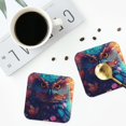thumbnail image 5 of Pofeuu Colorful Feather Owl Print Leather Coasters Set of 6, Round Cups Mugs Mat Pad for Home Kitchen Heat Resistant Drink Coasters,Square, 5 of 7