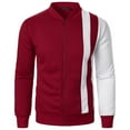 thumbnail image 2 of Mens Fleece Jackets Full Zip Cardigan Sweaters Color Block Winter Warm Coats, 2 of 7