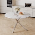 thumbnail image 6 of 47" Luxurious Round Modern Faux Marble Dining Table,White Table with Silver Leg, 6 of 6