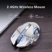Uiosmuph Wireless Mouse Rechargeable Silent LED Computer Gaming Mouse with USB Receiver