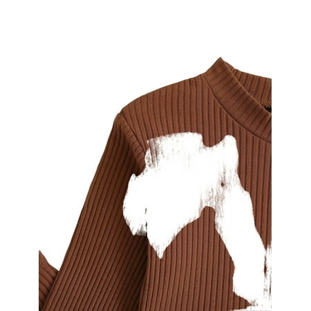 

Cute Plain Stand Collar Long Sleeve Rust Brown Toddler Girls Two-piece Outfits (Girl s)