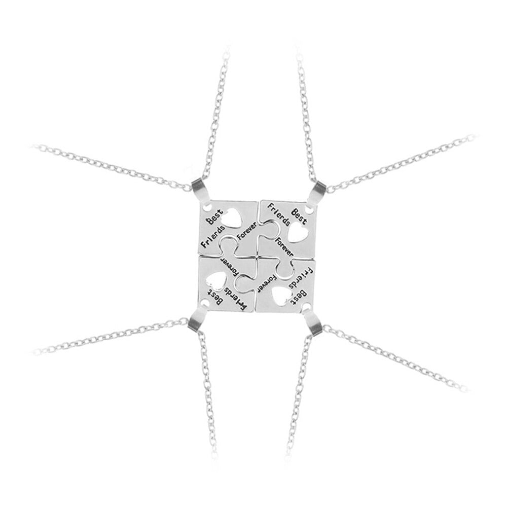 4pcs Forever Letter Puzzle Piece Pendant Necklaces Friendship Necklaces
