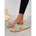 thumbnail image 2 of Women Clear Strap Slide Sandals Minimalist Rhinestone Flat Shoes, 2 of 4