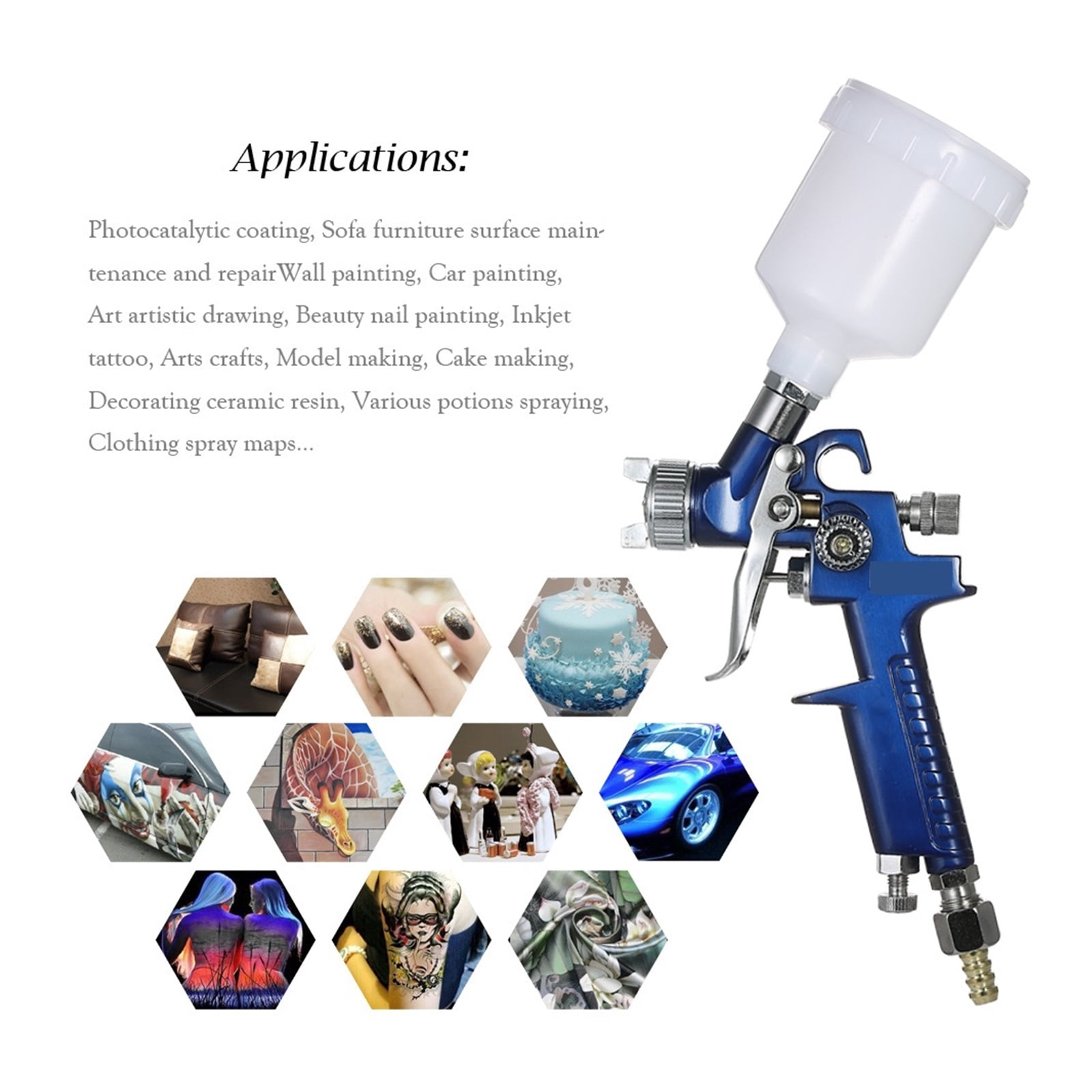 0.8mm/1.0mm Mini Spary Gun Paint Airbrush Feed Air Brush for Wall Car Painting Nail Cake Decorate Painting Spraying ,Adjustable Nozzles