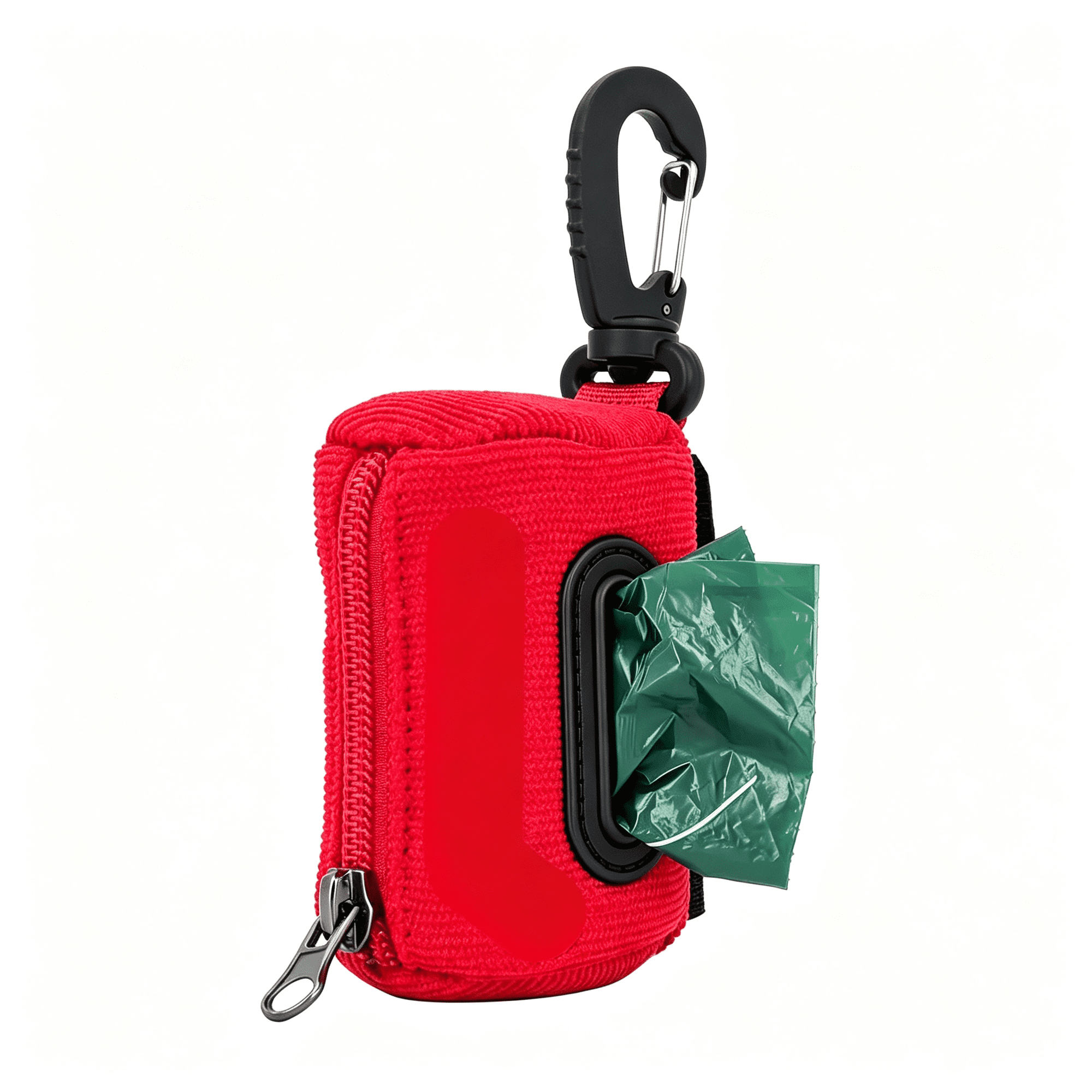 LQSEO Outdoor Dog Poop Bag Holder with Hook-And-Loop Durable Double Layer Fabric Easy to Clean Waste Bag Dispenser for Leashes Includes 1 Roll of Pet Waste Bags (Red)