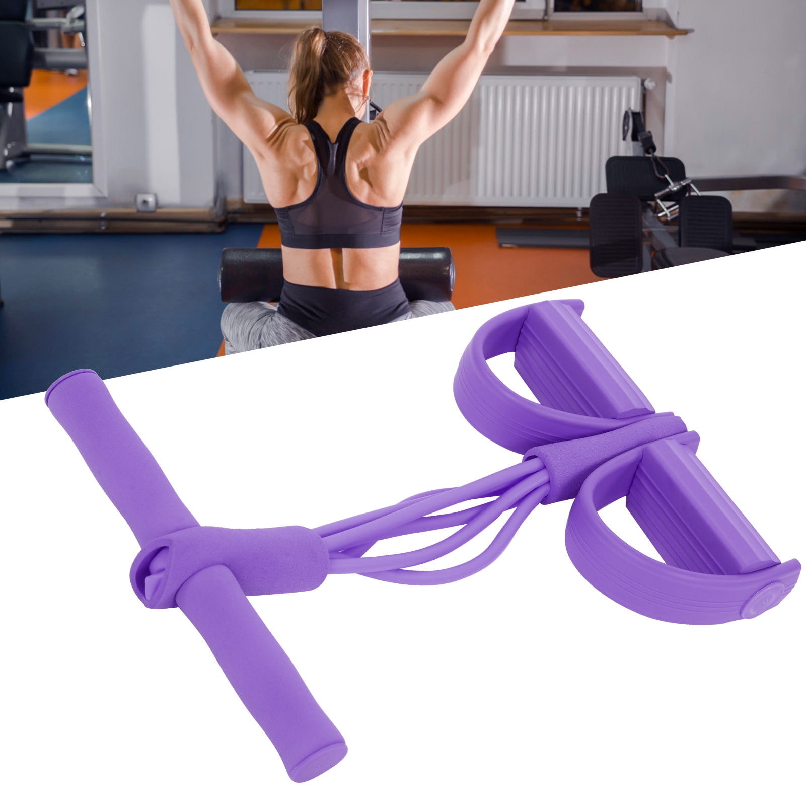 Elastic Pull Rope Pedal Resistance Band Tpe And Plastic 4 Tube Elastic Pull Rope Sit Uping Pedal Resistance Band Stretching Fitness Equipment