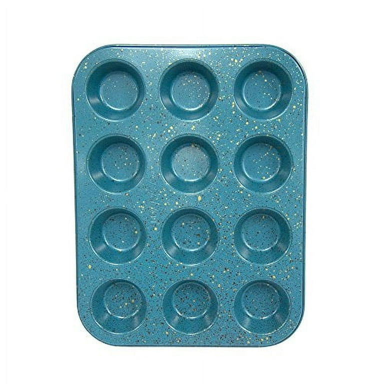 casaWare Ceramic Coated NonStick 12 Cup Muffin Pan (Blue Granite