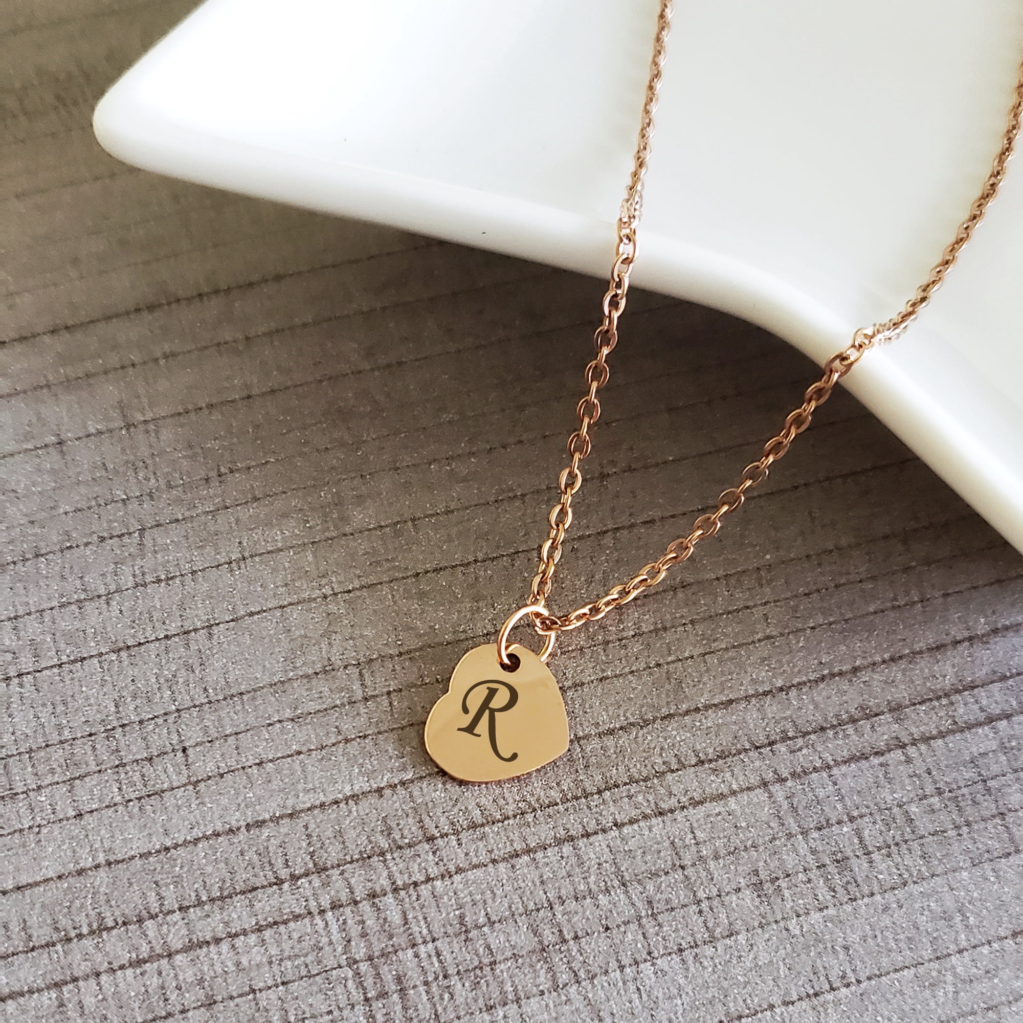 Personalized Gift for Her Girlfriend Women's Mini Heart Charm Gift for Wife Fiancee Pendant Custom Made Engravable Name Necklace Jewelry Free Gift Box Ship Next Day