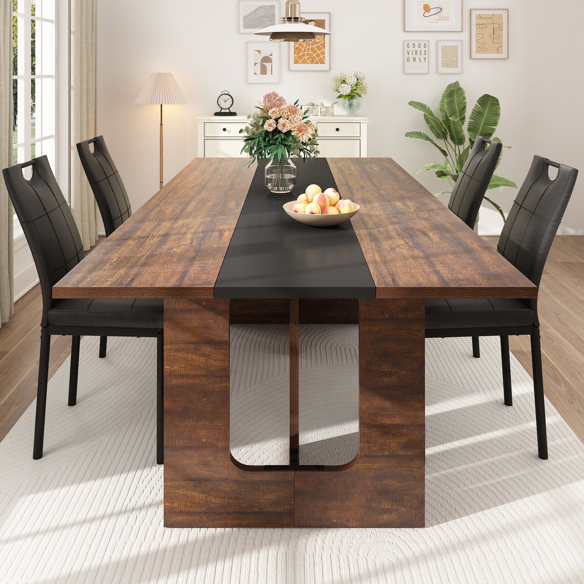 ChVans 70.9" Large Kitchen Dining Room Table for 6-8 People, Rectangular Wooden Kitchen Table with Heavy Duty Legs, Modern Dinner Furniture Last Forever, Wood Grain