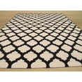 thumbnail image 4 of Handmade Wool Black Transitional Trellis Reversible Modern Moroccan Kilim Rug, 4 of 4