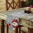 thumbnail image 3 of Table Runner Dresser Scarves Christmas Cute Snowman with Hat Scarf Cotton Linen Burlap Table Cover Winter Snowflake on Gray Table Runners for Family Kitchen Dining Holiday Party Banquet Decor, 3 of 5