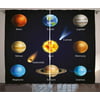 Educational Curtains 2 Panels Set, Realistic Solar System Planets and Space Objects Asteroids Comet Universe Space, Window Drapes for Living Room Bedroom, 108W X 84L Inches, Multicolor, by Ambesonne