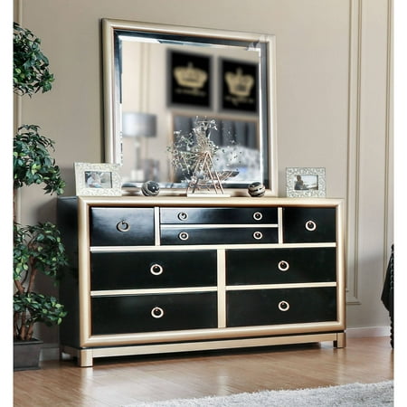 Furniture Of America Baylor Dresser And Mirror Set Black Gold Furniture Of America Baylor Dresser And Mirror Set Black Gold