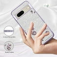 thumbnail image 2 of Cover for Google Pixel 7 Case Clear Glitter Sparkle Aesthetic Google Pixel 7 Phone Case Silicone Soft Flower Anti-Scratch Shockproof Funda Purple Slim (Silver-Purple), 2 of 14