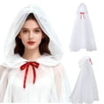 thumbnail image 6 of Jiibva Pixie Sheer Tulle Hooded Cloak Mesh Fairy Witch Costume Cape White 150cm, 6 of 7