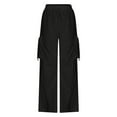 thumbnail image 5 of Ndbuld Cargo Pants Women High Waisted Parachute Pants Women's Solid Color High Waist Flap Pocket Work Pants Trousers With Pockets Evergreen Black L, 5 of 6