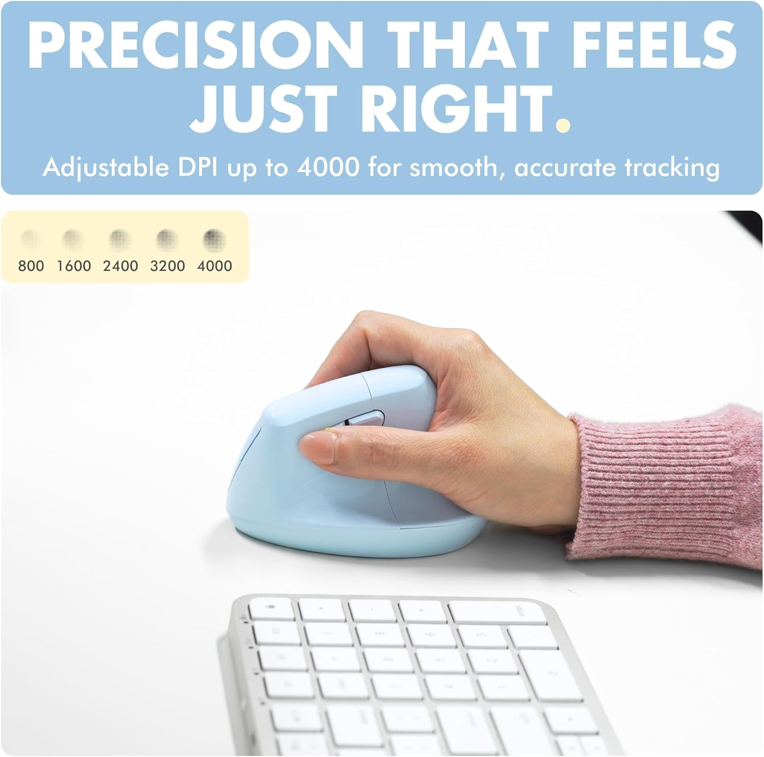X9 Performance Wireless Vertical Ergonomic Mouse - (BT + 2.4Ghz) - Click in Comfort - Up to 4000 DPI, 6 Button, Rechargeable - Bluetooth Ergonomic Vertical Mouse Wireless - For Mac and PC - Blue