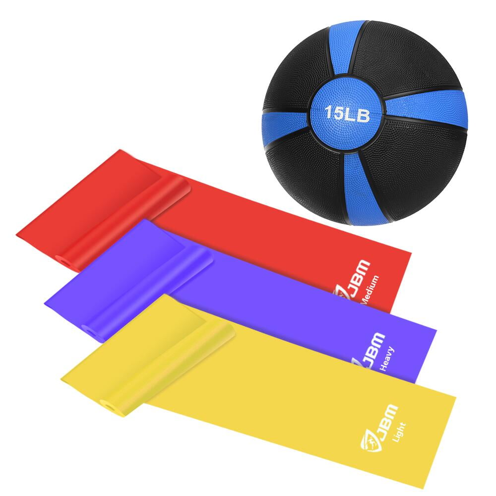 QF Medicine Ball with Elastic Stretch Bands Set Resistance Bands