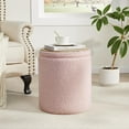 thumbnail image 2 of Boucle Round Ottoman with Storage Set of 2,Small Foot Stool Ottoman for Living Room, Small Coffee Table,Vanity Stool with Storage for Bedroom, Pink, 2 of 16