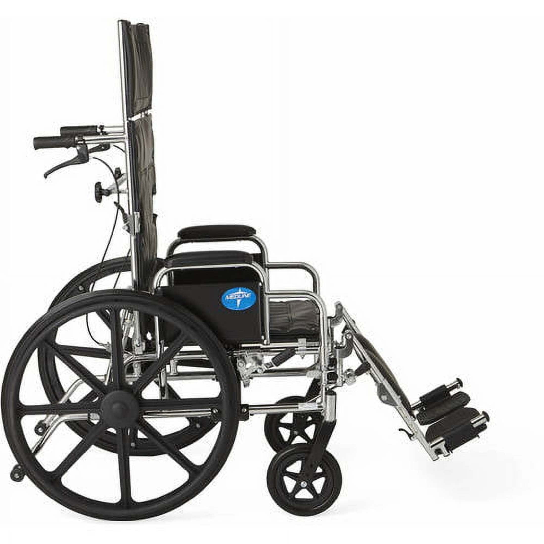 Medline Excel Reclining Wheelchair, 22" Wide Seat, Desk-Length Removable Arms, Elevating Leg Rests