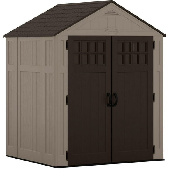 Remise de rangement Suncast Everett 6 pi x 5 pi – Résine et métal renforcé – Taupe foncé