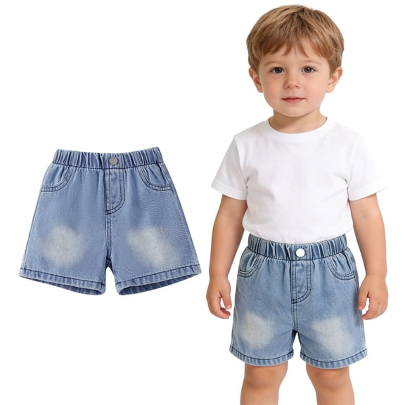 Toddler Boy Denim Shorts Straight Leg Summer Boy Elastic Waist Shorts Short Boys 2-3 Years