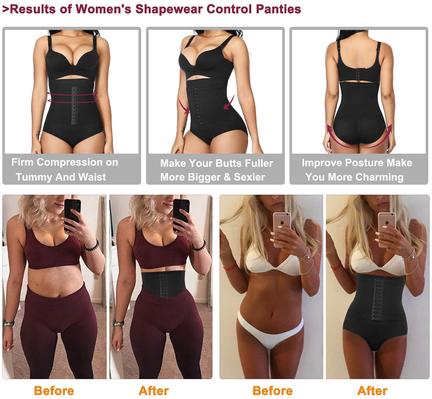 VASLANDA Shapewear for Women Faja Waist Trainer Tummy Control Butt