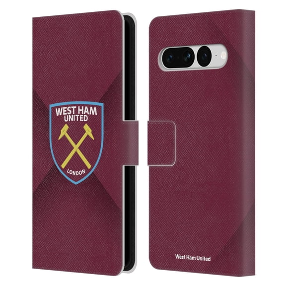 Head Case Designs Officially Licensed West Ham United FC Crest Gradient Leather Book Wallet Case Cover Compatible with Google Pixel 7 Pro