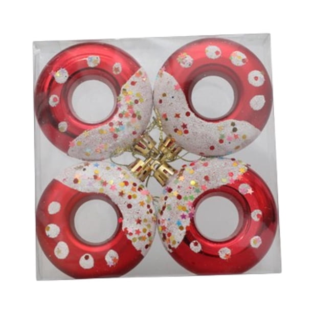Adornos de donut navideños Strade Fareast Limited 4 piezas 2,7 pulgadas Rojo