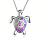 thumbnail image 4 of Gorgeous Bohemian Fire Opal Necklace - Silver Color, Blue, White & Green Tortoise Pendants, 4 of 4