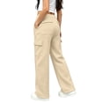thumbnail image 6 of Glisme Little Girls Outdoor Athletic Pants Straight Leg With Pockets And Drawstring Autumn Casual Girls Baggy Trousers, 6 of 6