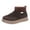 Brown, variant on Women's Knit Snow Boots Furry Lined Slip on Winter Ankle Booties Casual Platform High Top Walking Shoes Brown Size 4.5