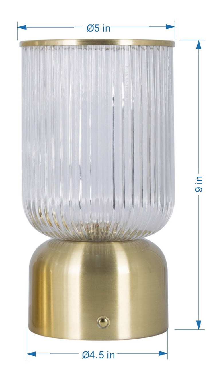 Better Homes & Gardens Lampe de glacage en verre de 9 pouces de hauteur, interrupteur tactile, câble de chargement USB-C