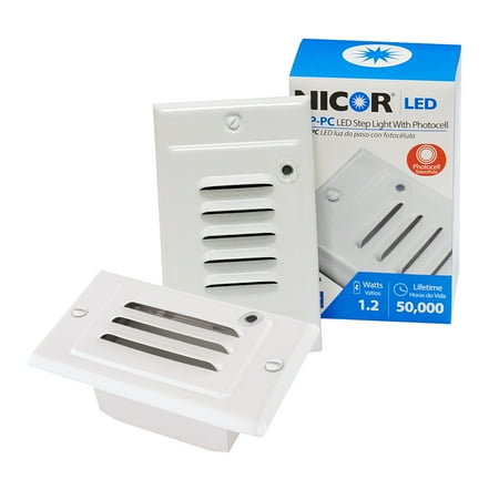White Led Step Lights NICOR LED Step Light with Photocell Sensor Including a White Horizontal and Vertical Faceplate ()