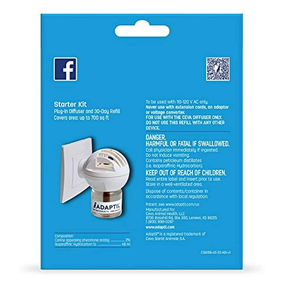 Adaptil Dog Calming Diffuser Kit (30 Day Starter Kit), Vet Recommended, Reduce Problem Barking, Chewing, Separation Anxiety & More