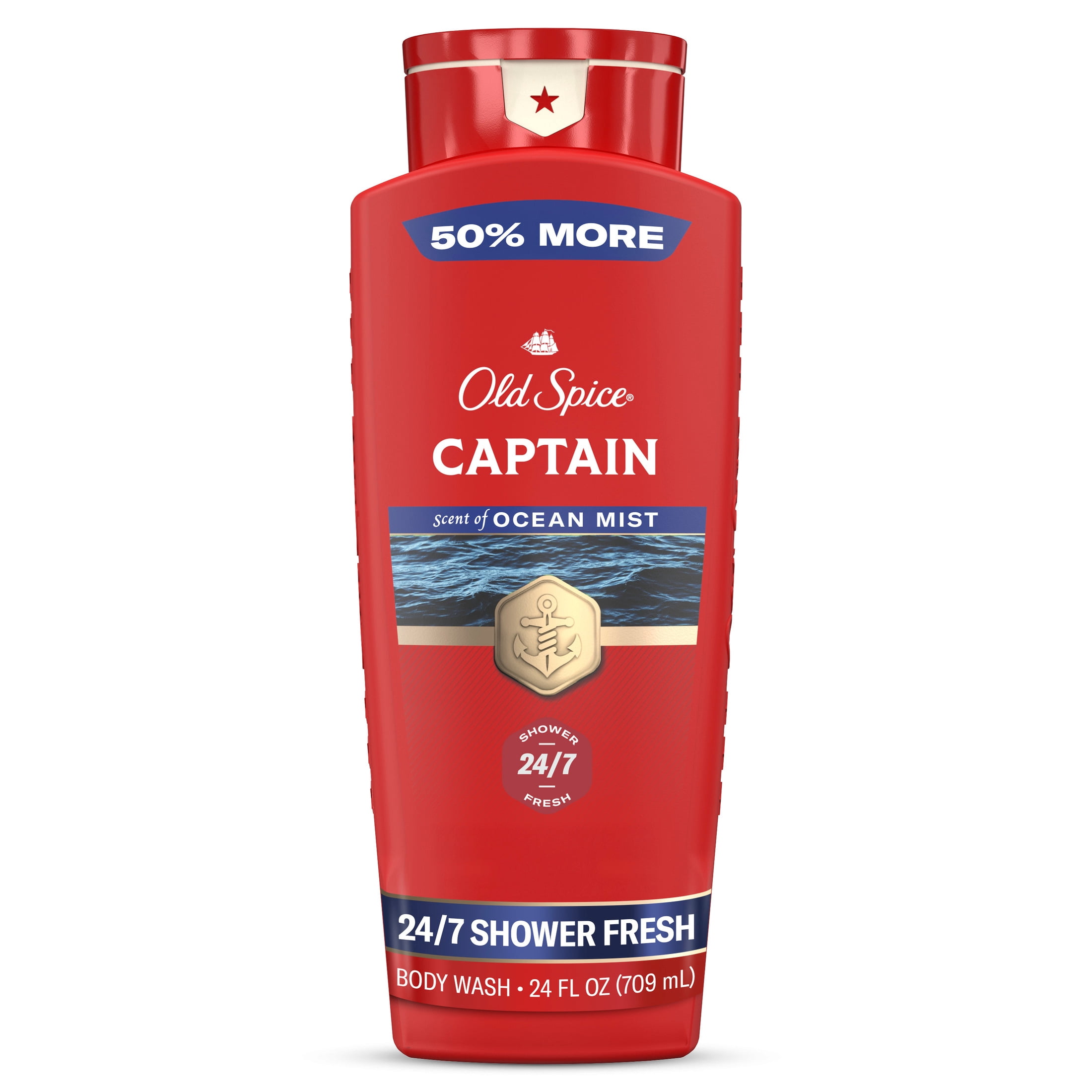 (4 pack) Old Spice Body Wash for Men, Captain Bergamot, 24/7 Shower Fresh, 24 fl oz